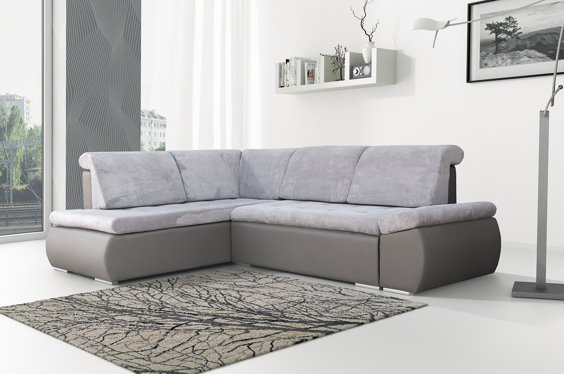 Угловой диван серого цвета