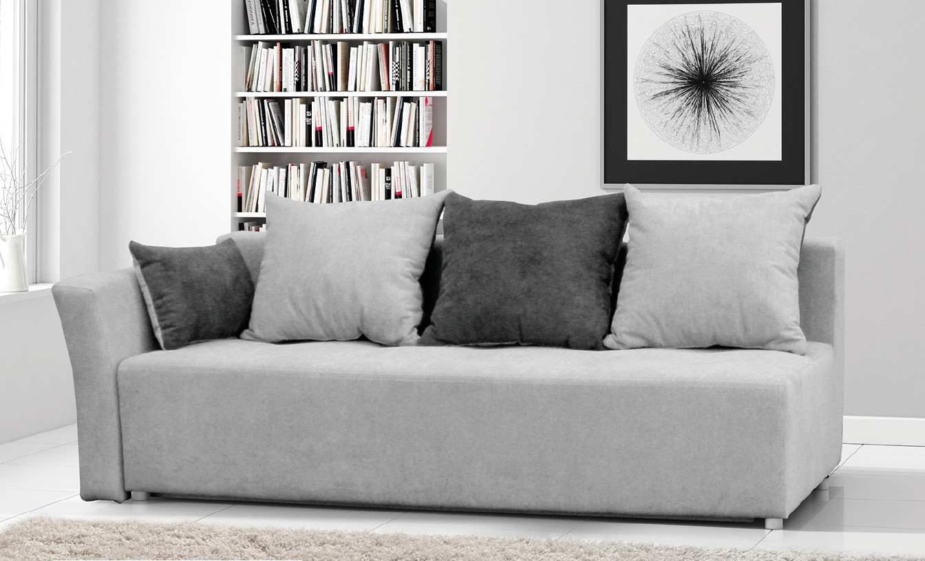 kleine Couch mit Schlaffunktion Sofa Schlafsofa Bettsofa 140 cm Breit Grau LAPAS | eBay