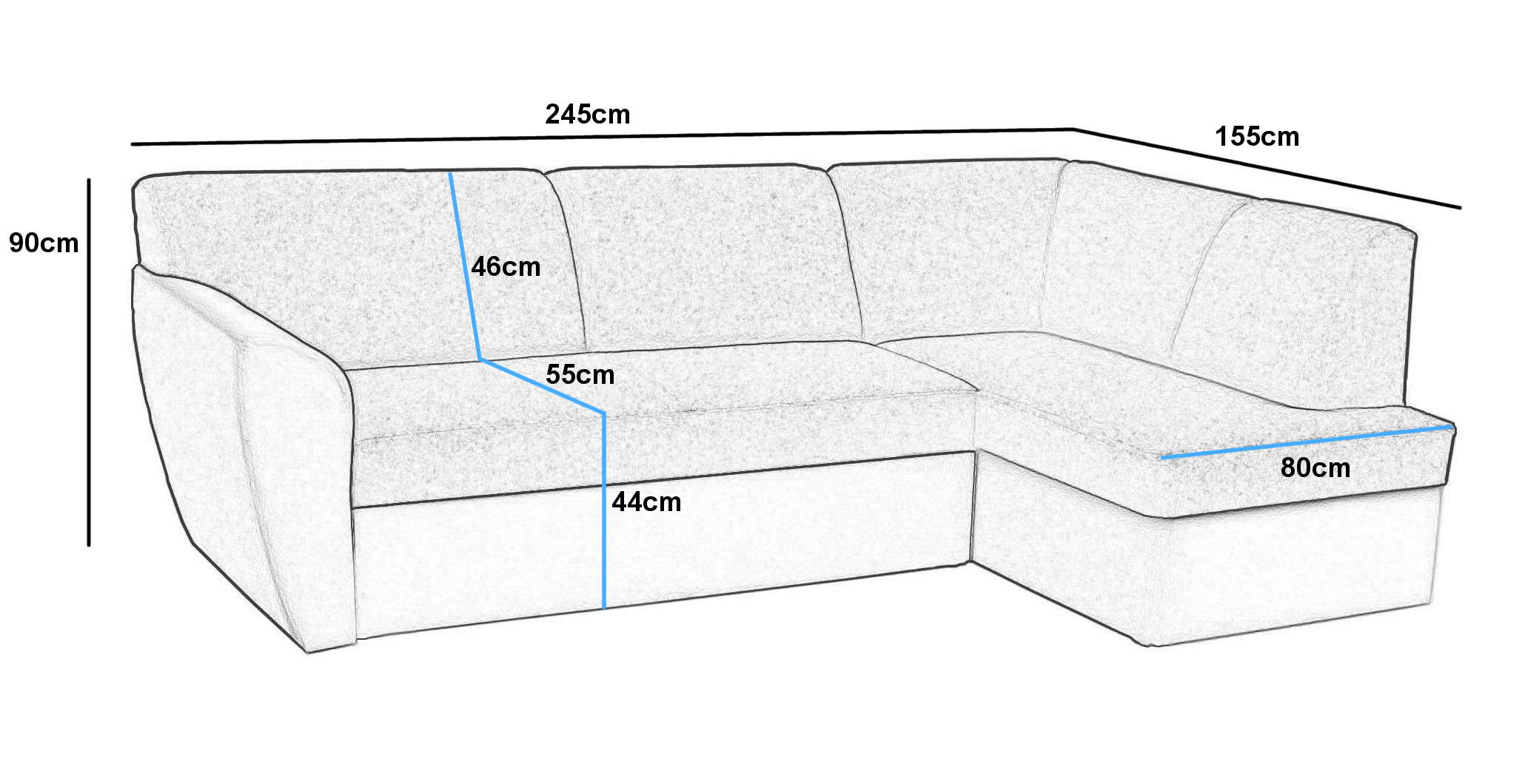 Угловой диван со спинкой с двух сторон